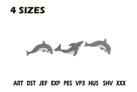 Dolphin Trio Ocean Embroidery Design