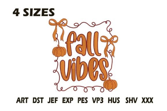 Fall Vibes Pumpkin Embroidery Design
