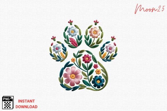 Floral Paw Print Embroidery PNG Review