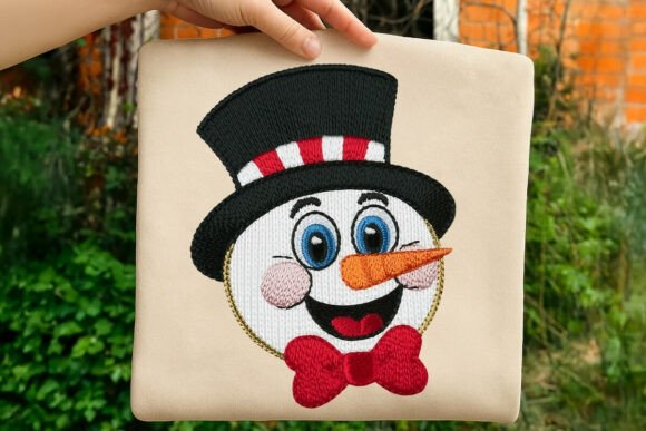 Funny Yarn Faux Embroidery Snowman PNG