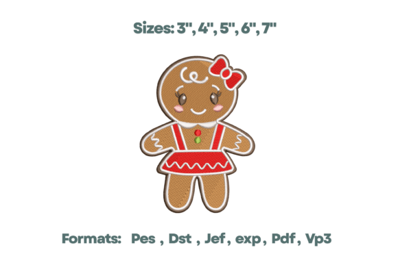 Gingerbread Girl Dress Bow Embroidery