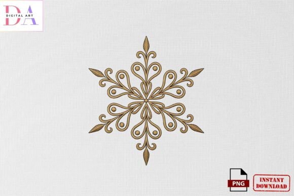 Golden Snowflake Embroidery PNG Review