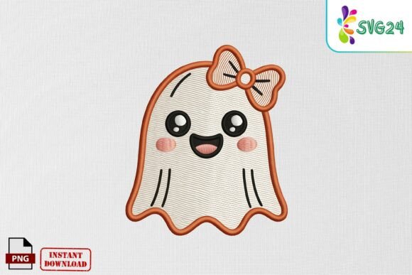 Happy Cute Ghost Embroidery PNG Review
