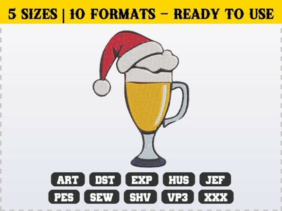 Holiday Drink Christmas Beer Embroidery