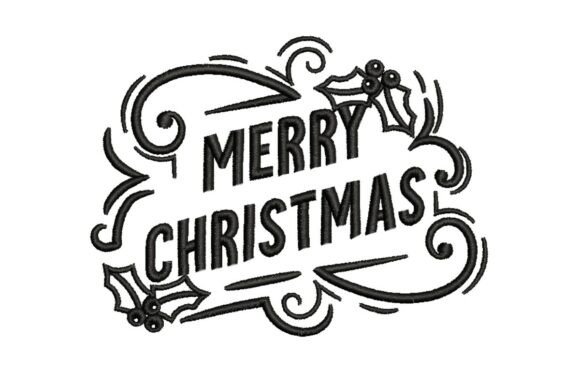 Merry Christmas Festive Lettering Embroidery Design